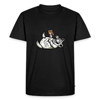 Pig Pizza Pizza Lover Whimsical Funny - Men's Premium Organic T-Shirt - black - Front - Nico (187cm)