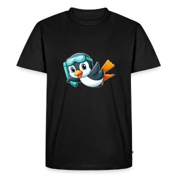 Cute Penguin Cartoon Diver Deep Sea Diver - Men's Premium Organic T-Shirt - black - Front - Nico (187cm)