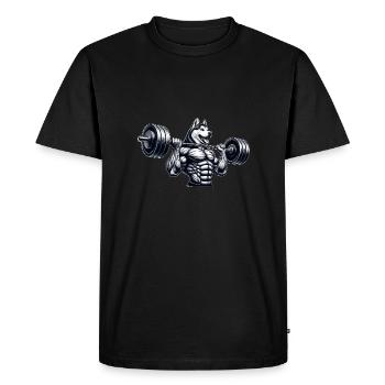 Husky Dog Muscles Entraînement fort Fitness - T-shirt Premium bio Homme - noir - Devant - Nico (187cm)