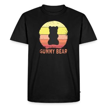 Coucher de soleil rétro ours gommeux - T-shirt Premium bio Homme - noir - Devant - Nico (187cm)