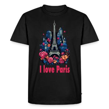 Paris - I Love Paris - Men's Premium Organic T-Shirt - black - Front - Nico (187cm)