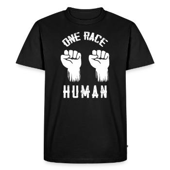 One Race, Human - Men's Premium Organic T-Shirt - black - Front - Nico (187cm)