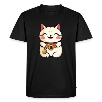 Maneki Neko Cat - Anime Shirt - Men's Premium Organic T-Shirt - black - Front - Nico (187cm)