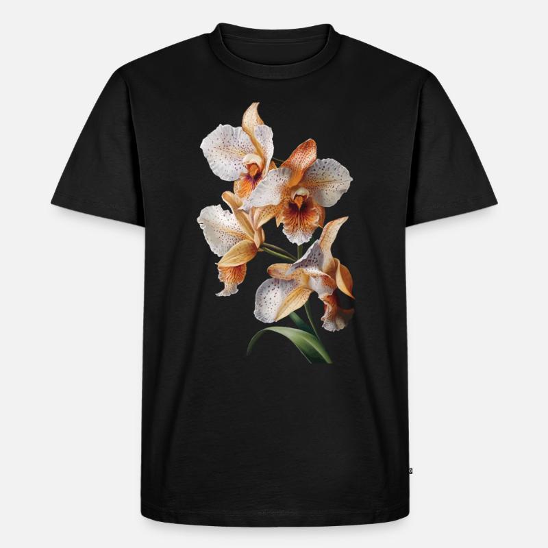 Orchidee - Männer Premium Bio T-Shirt - Schwarz