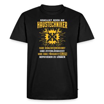 Haustechniker/Haustechnik/Haustechnikerin/Anlagen - Männer Premium Bio T-Shirt - Schwarz - Vorne - Nico (187cm)