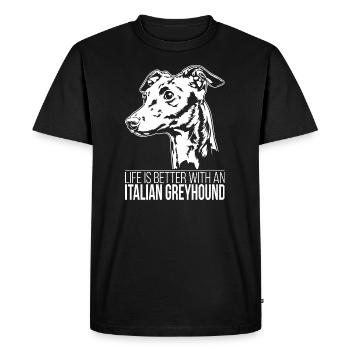 LÉVRIER ITALIEN La vie est meilleure Chiens Wilsigns - T-shirt Premium bio Homme - noir - Devant - Nico (187cm)
