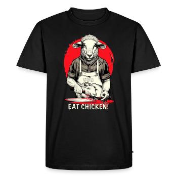 Les moutons mangent le poulet BBQ Abattoir - T-shirt Premium bio Homme - noir - Devant - Nico (187cm)