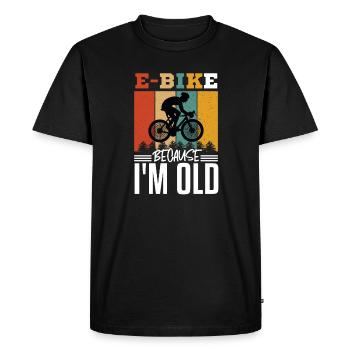 E-bike because in the old - MTB E-bike in nature - Men's Premium Organic T-Shirt - black - Front - Nico (187cm)