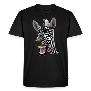 Zèbre au large sourire - T-shirt Premium bio Homme - noir - Devant - Nico (187cm)
