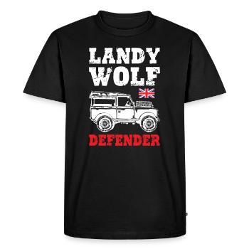 Landy Wolf Defender - Men's Premium Organic T-Shirt - black - Front - Nico (187cm)
