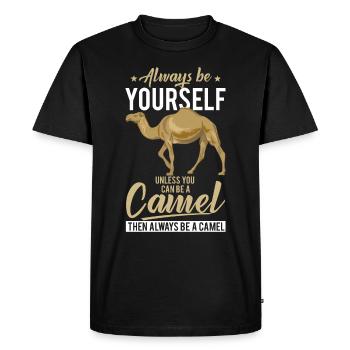 Chameau disant cadeau - T-shirt Premium bio Homme - noir - Devant - Nico (187cm)
