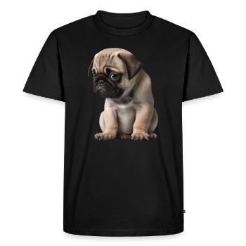 Chiot carlin timide - T-shirt Premium bio Homme - noir - Devant - Nico (187cm)