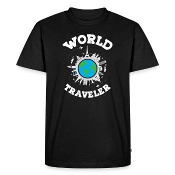 Worlds Traveler - Men's Premium Organic T-Shirt - black - Front - Nico (187cm)