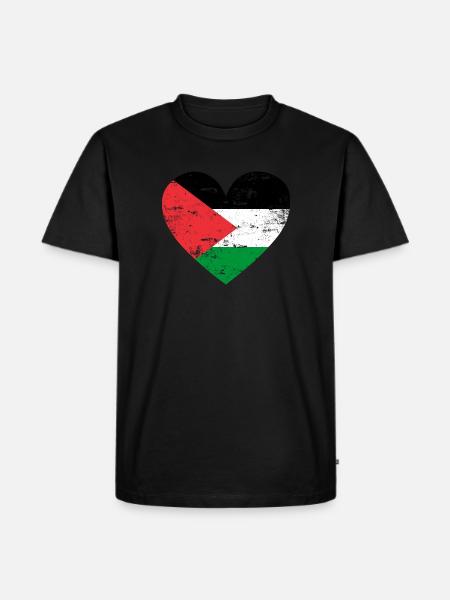 Palästina Flaggenherz - Herre Premium økologisk T-shirt - sort