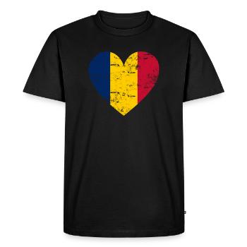 Coeur du drapeau du Tchad - T-shirt Premium bio Homme - noir - Devant - Nico (187cm)