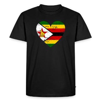 Coeur de drapeau du Zimbabwe - T-shirt Premium bio Homme - noir - Devant - Nico (187cm)