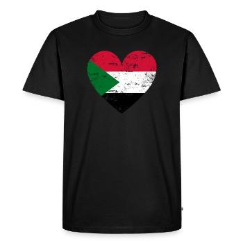 Coeur de drapeau du Soudan - T-shirt Premium bio Homme - noir - Devant - Nico (187cm)