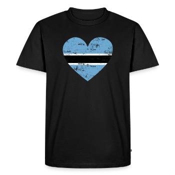 Drapeau du Botswana Coeur - T-shirt Premium bio Homme - noir - Devant - Nico (187cm)