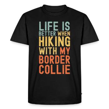 Border-Collie Chien de randonnée rétro - T-shirt Premium bio Homme - noir - Devant - Nico (187cm)