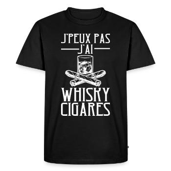 J'peux Pas J'ai Whisky Cigares - T-shirt Premium bio Homme - noir - Devant - Nico (187cm)