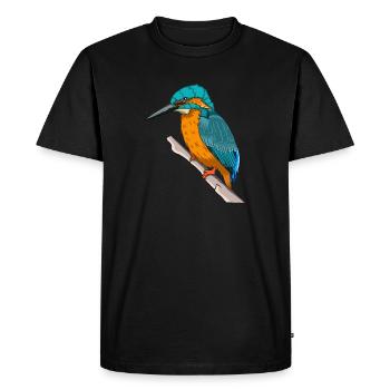 Kingfisher on a branch colorful gift bird - Men's Premium Organic T-Shirt - black - Front - Nico (187cm)