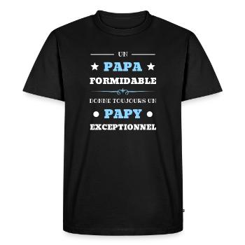 t shirt papa formidable papy exceptionnel humour - T-shirt Premium bio Homme - noir - Devant - Nico (187cm)