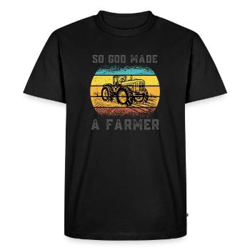 Citation chrétienne drôle Alors Dieu a fait un fermier Vintage - T-shirt Premium bio Homme - noir - Devant - Nico (187cm)