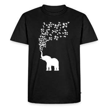 Elephant Butterfly Butterfly Love Gift - Men's Premium Organic T-Shirt - black - Front - Nico (187cm)