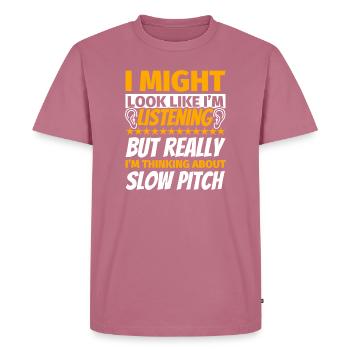 Slow Pitch Funny Gift - Men's Premium Organic T-Shirt - mauve - Front - Nico (187cm)
