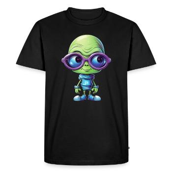 Nerdy alien avec des lunettes - T-shirt Premium bio Homme - noir - Devant - Nico (187cm)