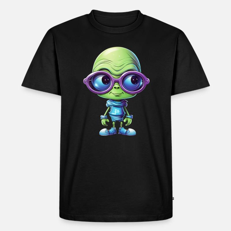 Nerdiges Alien mit Brille - Männer Premium Bio T-Shirt - Schwarz