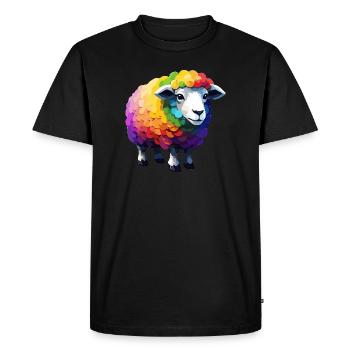 Sheep Cool Cute Colorful Rainbow and Cool - Men's Premium Organic T-Shirt - black - Front - Nico (187cm)
