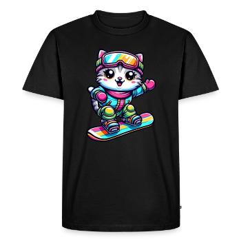 Cat Snowboard Snowboarder Cute - Men's Premium Organic T-Shirt - black - Front - Nico (187cm)