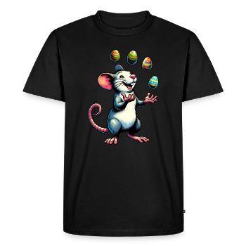 Easter Mouse & Rat with Easter Eggs - Men's Premium Organic T-Shirt - black - Front - Nico (187cm)