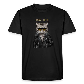 Restez détendu - T-shirt Premium bio Homme - noir - Devant - Nico (187cm)