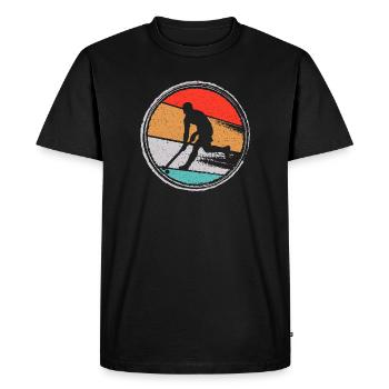 Field Hockey Player Retro Hockey - Men's Premium Organic T-Shirt - black - Front - Nico (187cm)