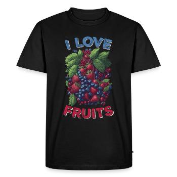 I love Fruits - Vegan Nutrition Saying - Men's Premium Organic T-Shirt - black - Front - Nico (187cm)