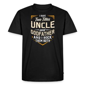 J'ai deux titres oncle et parrain - T-shirt Premium bio Homme - noir - Devant - Nico (187cm)