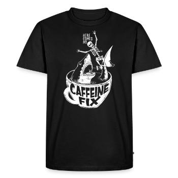 Caffeine Shark - Men's Premium Organic T-Shirt - black - Front - Nico (187cm)