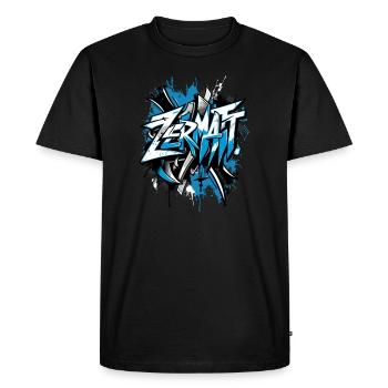 Zermatt Graffiti Design in Blue – Urban Style - Men's Premium Organic T-Shirt - black - Front - Nico (187cm)