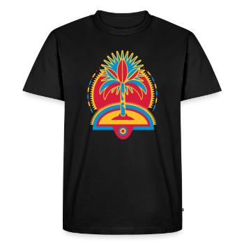 Un palmier sur une île - T-shirt Premium bio Homme - noir - Devant - Nico (187cm)