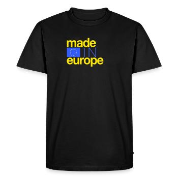 Made in Europe with Yellow and Blue - Men's Premium Organic T-Shirt - black - Front - Nico (187cm)