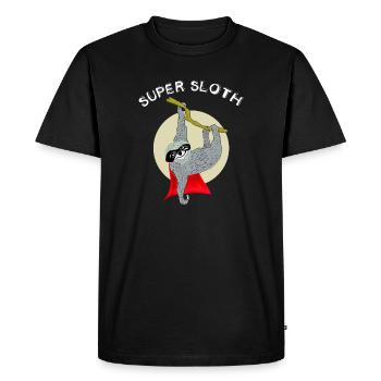super sloth Faultier chillen lazy sleep nerd lo - Men's Premium Organic T-Shirt - black - Front - Nico (187cm)