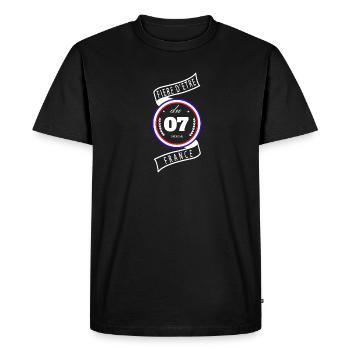 Fière D'être Du 07 Ardèche France - T-shirt Premium bio Homme - noir - Devant - Nico (187cm)