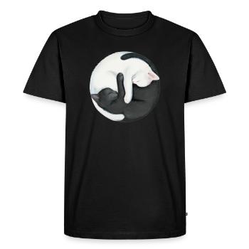 Yin Yang Balancing Cats - Men's Premium Organic T-Shirt - black - Front - Nico (187cm)