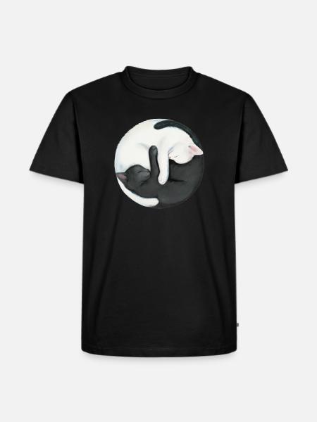 Yin Yang Balancing Cats - Men's Premium Organic T-Shirt - black