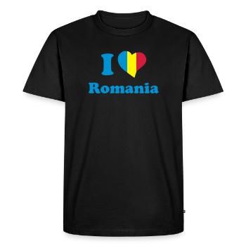I love Romania - J'aime la Roumanie - T-shirt Premium bio Homme - noir - Devant - Nico (187cm)