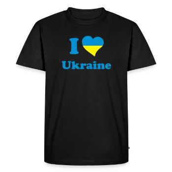 I love Ukraine - J'aime l'Ukraine - T-shirt Premium bio Homme - noir - Devant - Nico (187cm)