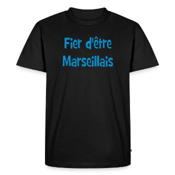 Fier d'être marseillais - T-shirt Premium bio Homme - noir - Devant - Nico (187cm)