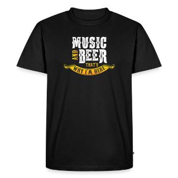 Musique et bière donc je suis là! - T-shirt Premium bio Homme - noir - Devant - Nico (187cm)